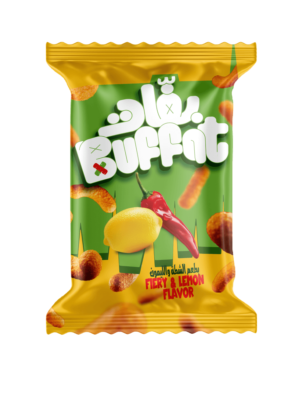 Buff snacks with fiery and lemon flavor
