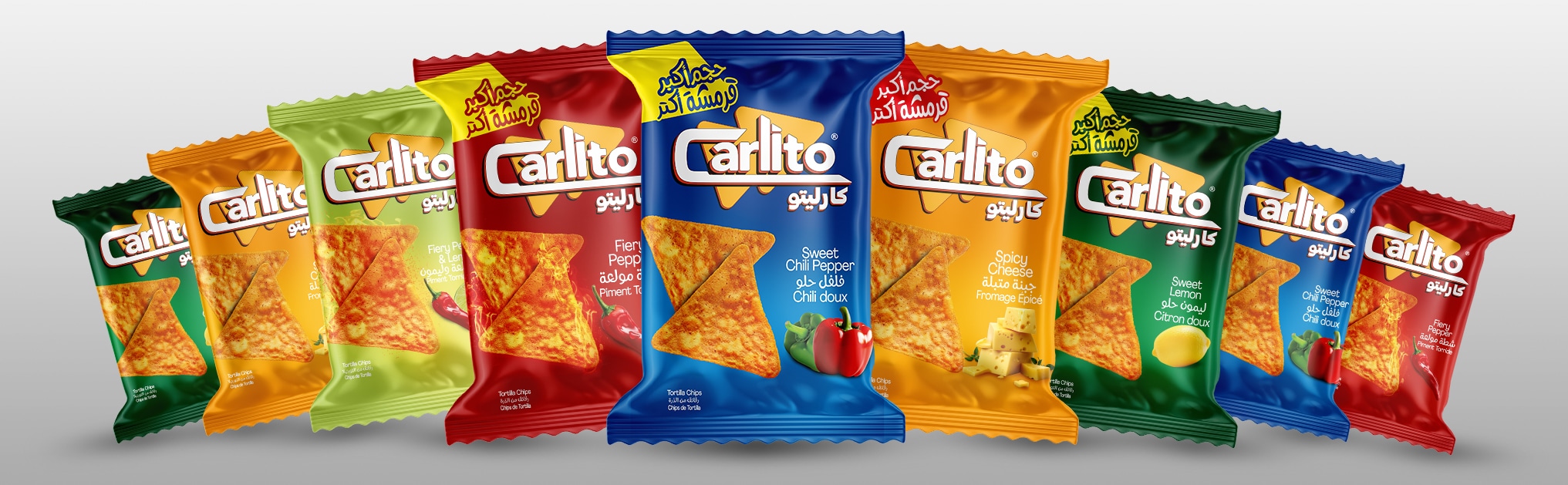 Tortilla chips with spicy cheese flavor